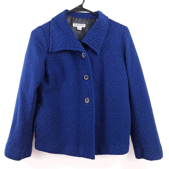 Pendleton Royal Blue Wool Blazer Jacket Size 8 Retro Style - Picture 1 of 9